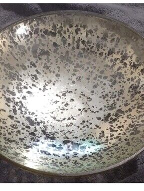 Diamond Home Glass Gold Accent Footed Bowl Handmade India 8" EUC